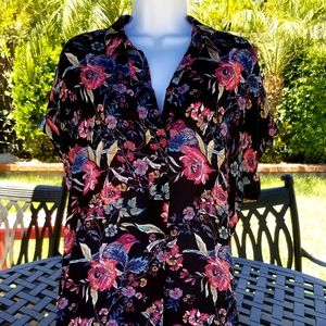 Daniel Rainn (DR2) Black Floral Blouse